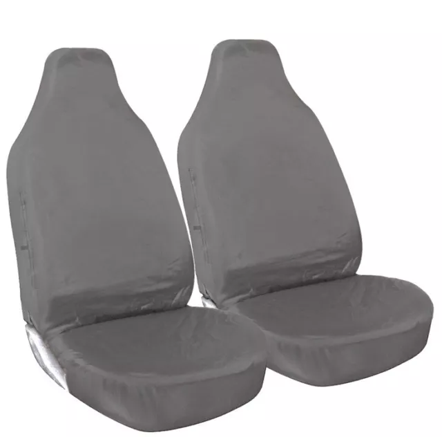 2X Universal Front Car/Van Seat Covers Protectors Grey Waterproof Heavy Duty UK