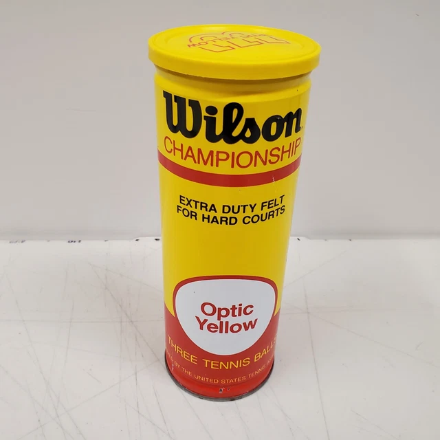 VINTAGE WILSON CHAMPIONSHIP Tennis Balls Steel Can Optic Yellow Extra