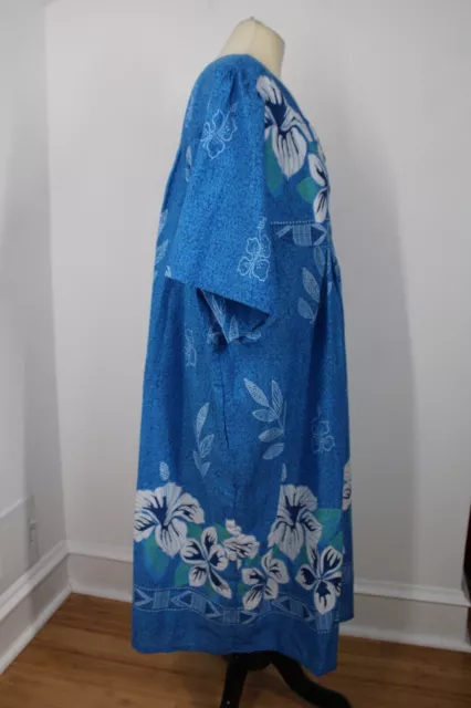 NWOT ANTHONY RICHARDS 4X Blue Hawaiian Floral Muumuu House Day Dress ...