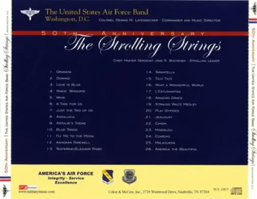 United States Air Force Band The Strolling Strings: 50th Anniversary (CD) Album