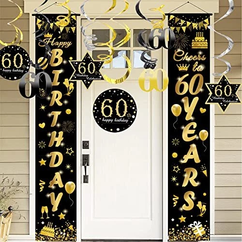 Décoration de fête d'anniversaire noire et dorée 50. Décoration d'anniversair...