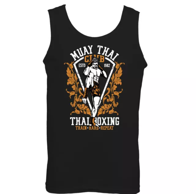 MUAY THAI VEST UFC MMA Martial Arts Training Top Gym TIGER Gloves Fighter Tee