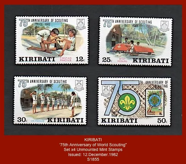 KIRIBATI 1982 - "75th Anniversary of World Scouting" -Set x4 unmount mint stamps