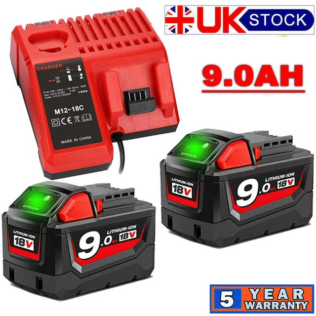 2XFOR MILWAUKEE M18 M18B6 18V XC 12Ah 9Ah 8Ah Li-ion Battery 48-11-1860 ...