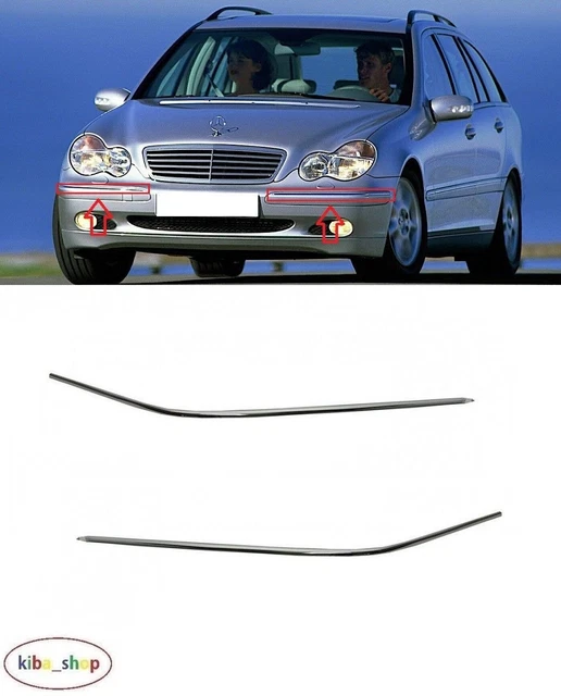 FOR MB CCLASS W203 0007 Front Bumper Chrome Moulding Trims L+R £44.42