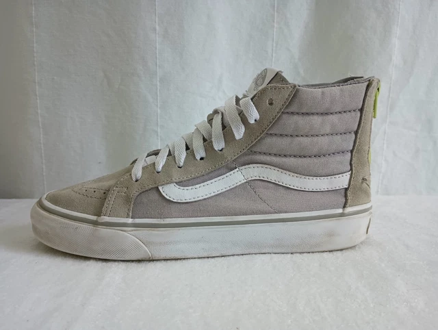 Vans Sk8-HI Green/Gray High Top Heel Zip Suede Canvas Sneakers Women Size8