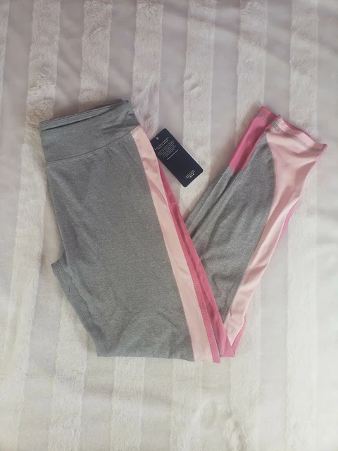 Marika Gray Pink Stripe Leggings Athletic Casual Pants Girls L 14/16 NWT