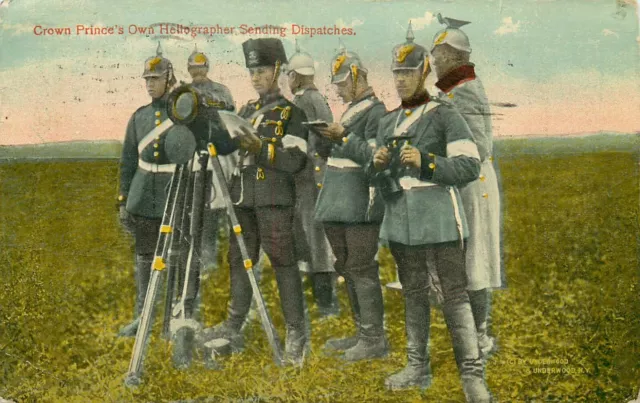 Postcard WWI German Crown Prince Heliographer Pickelhaube Helmet Hussar 1915