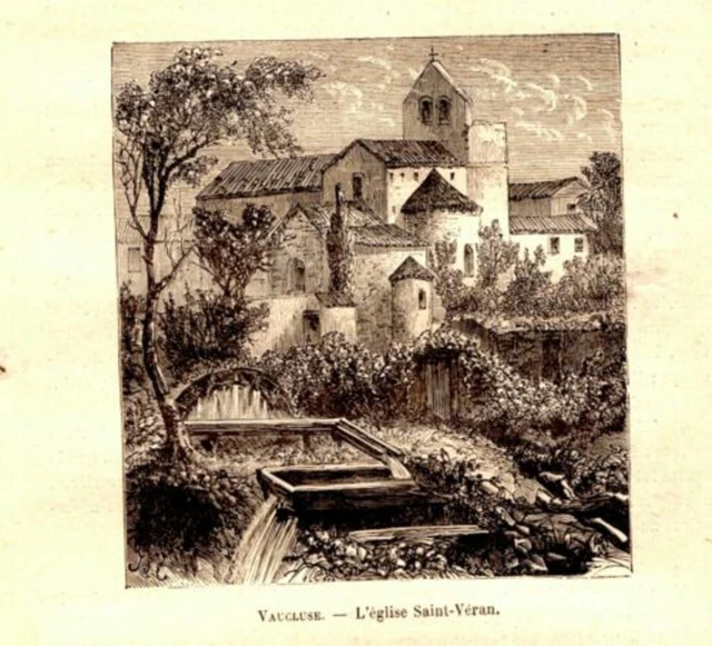 GRAVURE SUR BOIS 19ème VAUCLUSE EGLISE SAINT VERAN