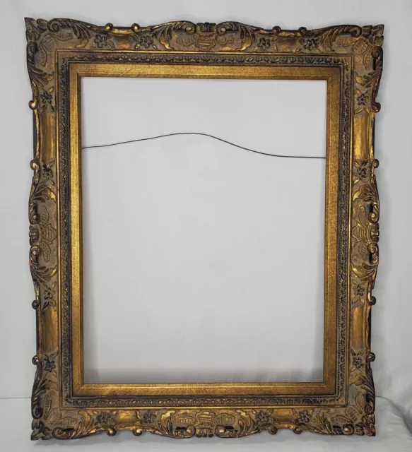 Vintage Antique Gold Gilt Wood Carved Frame Ornate Large