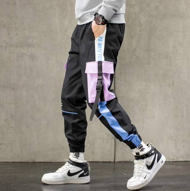 Pantalon Jogging Cargo Hip-Hop Homme - Jean Élastique - Bleu Noir - NEUF Avec étiquettes