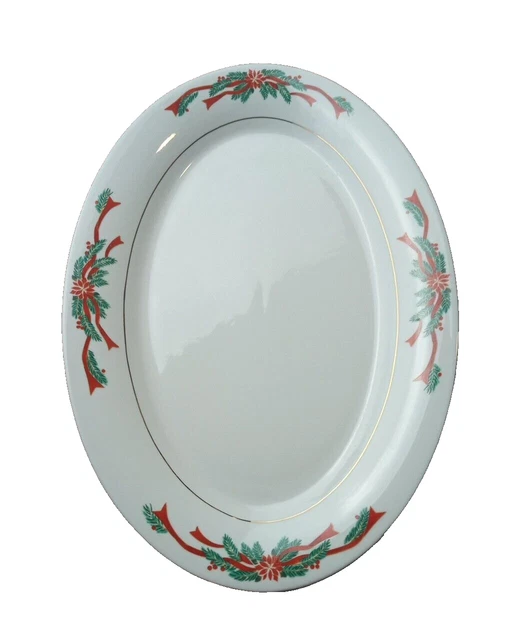 POINSETTIA RIBBONS Fine China Serving Platter 14 1/4” X 3/4