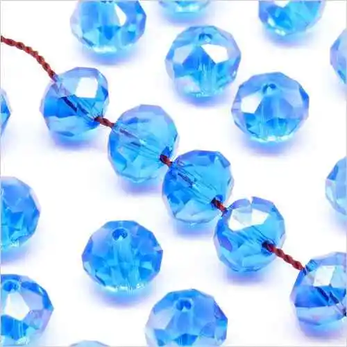 Lot de 20 Perles à Facettes Rondelles en cristal 8x6mm Bleu