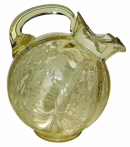 Cambridge Diane Gold Krystol (yellow) #3900/38 - 80 oz. Ball Jug with Ice Lip 3