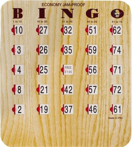 Jam-Proof Fingertip Slide Bingo Cards with Sliding Windows - Tan Style