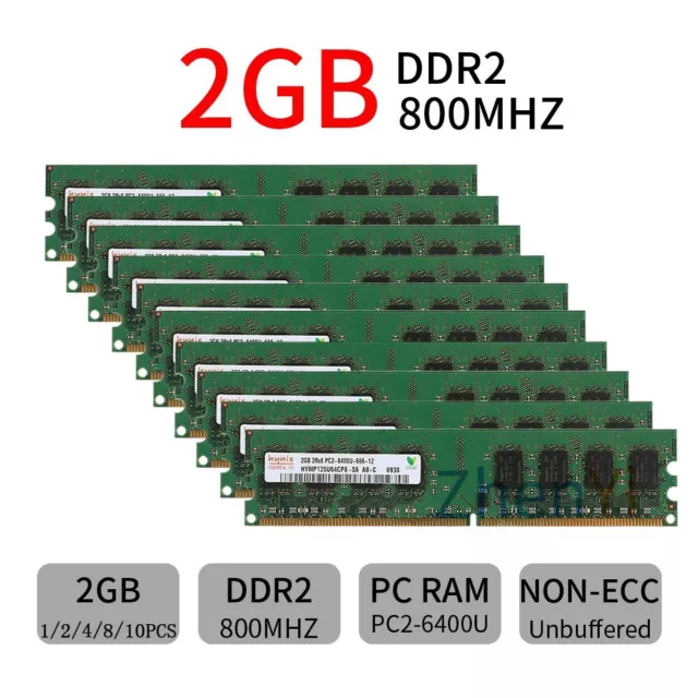 16GO 8GO 4GO 2GO DDR2 800Mhz PC2-6400U 240Pin DIMM Desktop Mémoire RAM Hynix FR