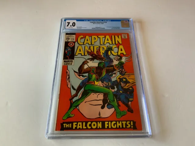 Captain America 118 Cgc 7.0 White Ps 2Nd Falcon Red Skull Marvel Comics 1969