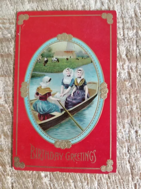 Birthday Greetings.vtg Embossed Postcard From 1912*P43