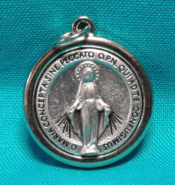 Catholic Medal 1" LATIN Miraculous Medal Blessed Mother Mary Made in ITALY ME1c