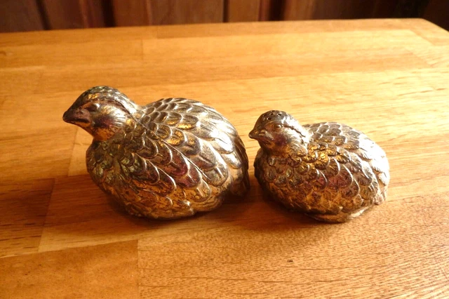 Ancienne Salière Poivrière métal argenté Oiseaux Sel Poivre décoration de table