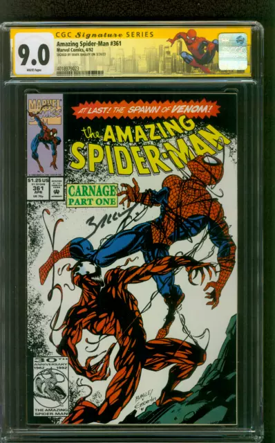 Amazing Spider Man 361 CGC SS 9.0 Mark Bagley 1st Carnage 4/1992 Custom Label