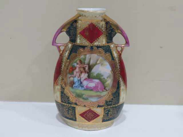 Antique Royal Vienna Hand Painted Porcelain Vase, Signed Artist Kaufmann