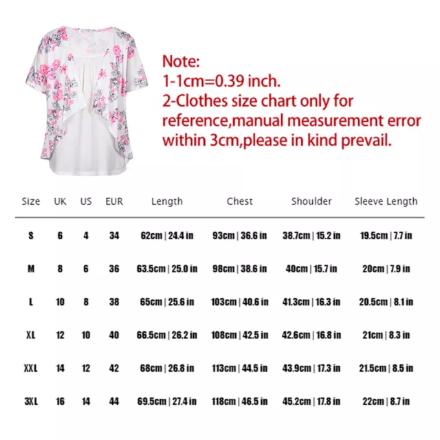 Plus Size Womens Loose Tunic Tops Ladies Short Sleeve Summer T-Shirts Blouse UK 3