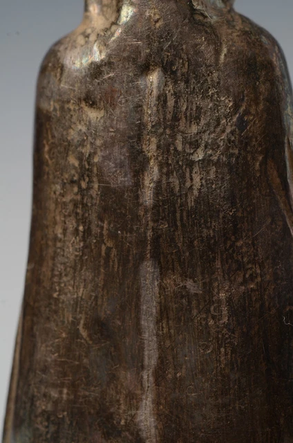 18th Century, Shan, Antique Burmese Silver Respousse Standing Buddha 10