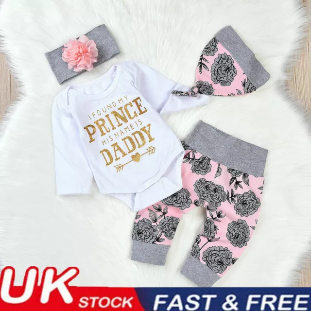 3PCS Newborn Baby Girls Boys  Romper Tops+Pants+Hat Outfits Clothes Set