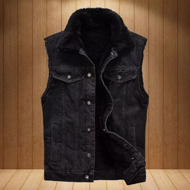 Uomo Jeans Gilet Top Sherpa IN Pile Foderato Gilet Cappotto Giacca Gilet