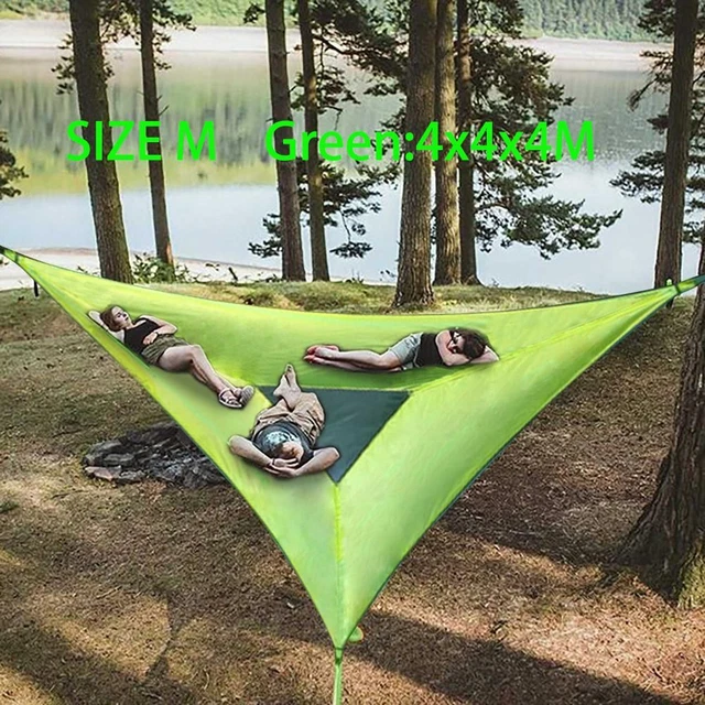 Portable Triangle Hammock 4Mx4Mx4M Multi Person Aerial Mat Convenient Outdoo