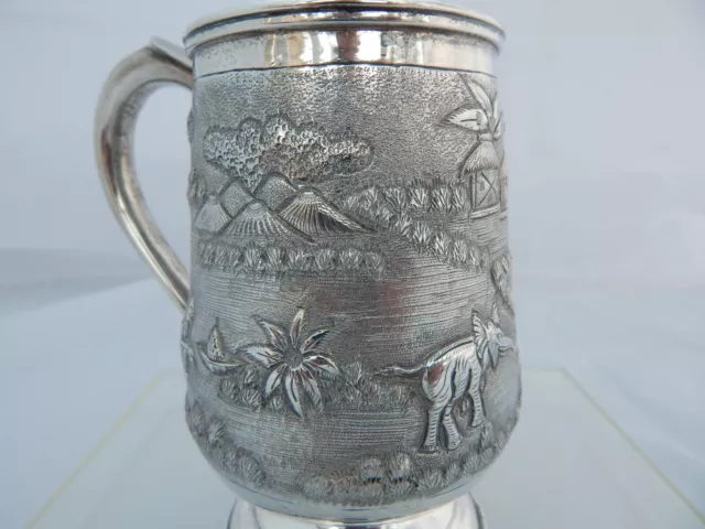 Superb Early 20Th Century Indian Colonial Sterling Silver Tankard 3