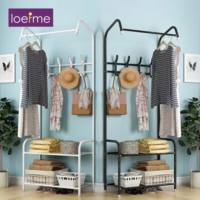 Clothes Rail Coat Rack Garment Hanging Display Stand Hat Shoe Storage Hook Shelf