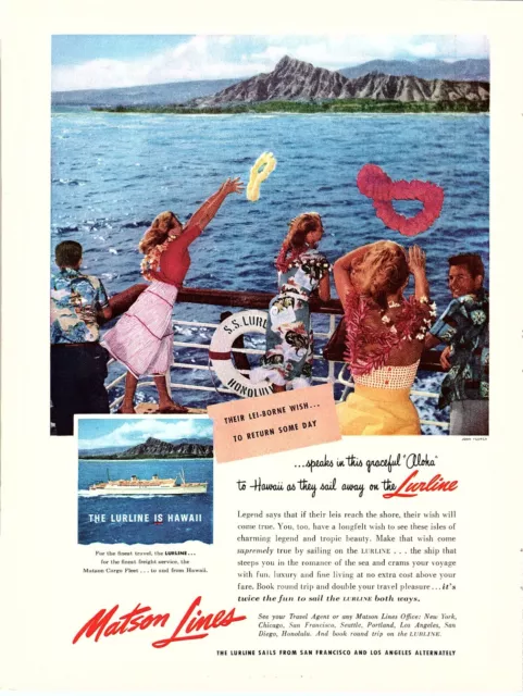 1955 Print ad Matson Lines Cruse/Time Magazine Cover April 18 1955