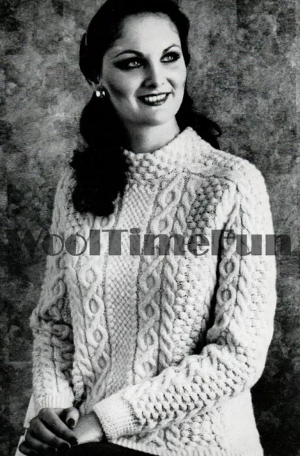 Knitting Pattern Ladies Vintage Aran/Cable Design  Sweater/Jumper. DK Yarn.