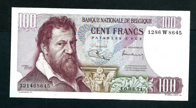 Belgium (P134) 100 Francs 1971 XF+