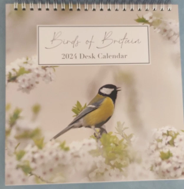 DESK TOP CALENDAR 2024 ‘Birds of Britain' 2024 FreeStanding Spiral
