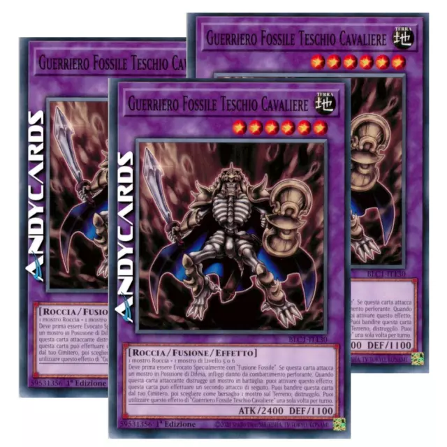 3x GUERRIERO FOSSILE TESCHIO CAVALIERE • Comune • BLC1 IT130 • 1Ed • Yugioh!