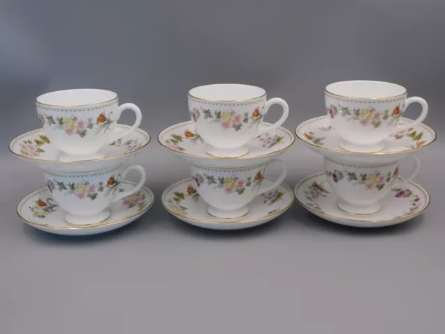 Set Of Six Wedgwood Mirabelle Cups And Saucers, R 4537.