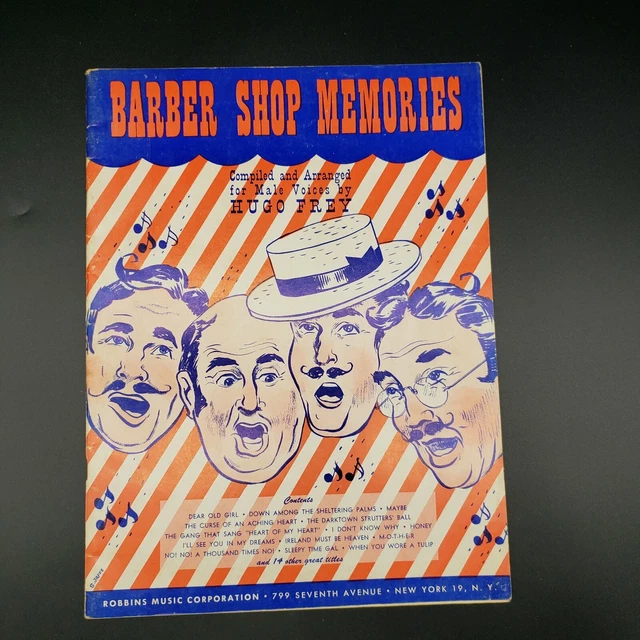 VINTAGE BARBER SHOP Memories 1949 Piano Sheet Music Book Hugo Frey Male