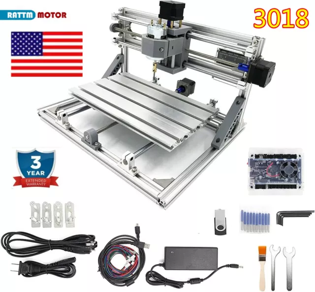 【US】CNC 3018 Router Laser Machine PWM Spindle Wood PCB Milling Engraving Cutting