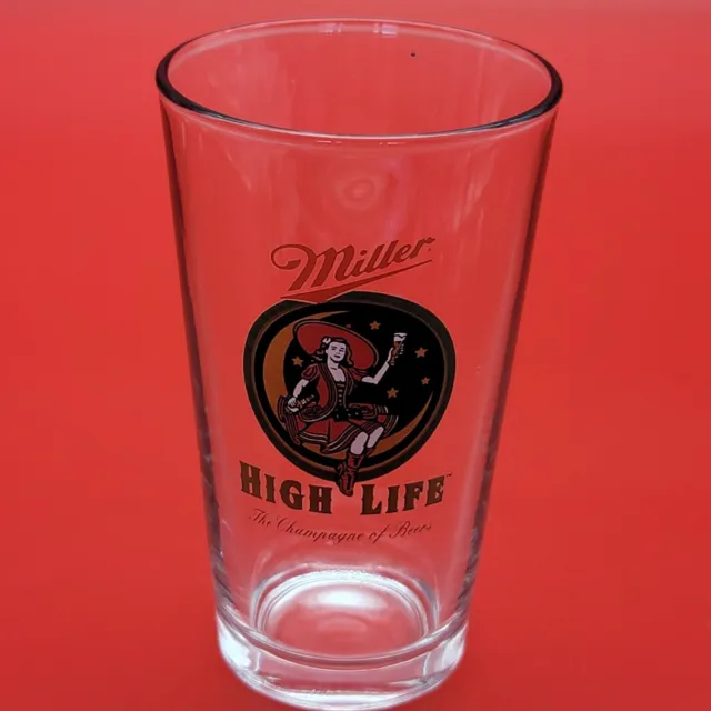 Miller High Life Pint Beer Glass Lady in the Moon Barware Pub Mancave Bar