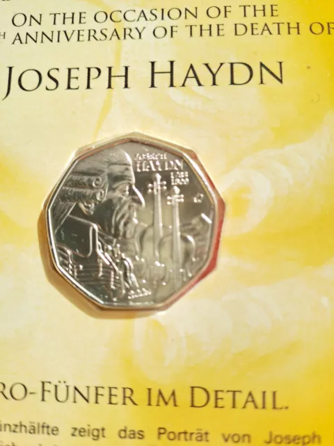 Autriche monnaie 5 euros argent sous blister 2009 Joseph Haydn