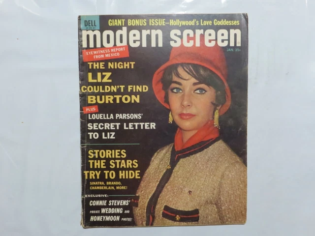 MODERN SCREEN MAGAZINE January 1964 Liz Taylor Louella Parsons Connie 