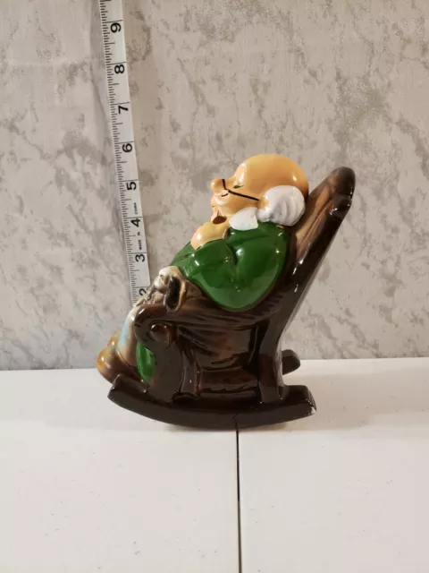 Vintage Ceramic bank Retirement Fund old man in rocking chair With dog 2