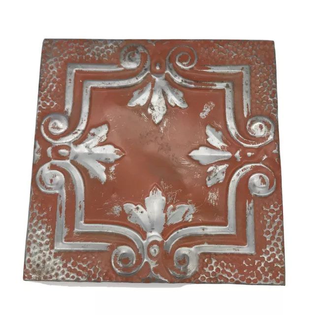 Vintage Reclaimed “Olde Good Things” Metal Ceiling Tile  Art. 11” Square