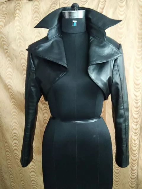 Womens 100% Genuine Lambskin Leather Cropped Moto Slim Fit Bolero Biker Jackets