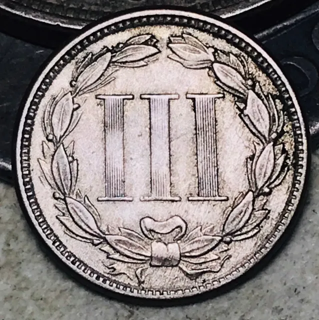 1865 Three Cent Nickel Piece 3C Circulated Civil War Date US Type Coin CC18170