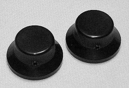 Guitar Parts METAL TOP HAT Skirt KNOBS - Stratocaster style - Set of 2 - BLACK