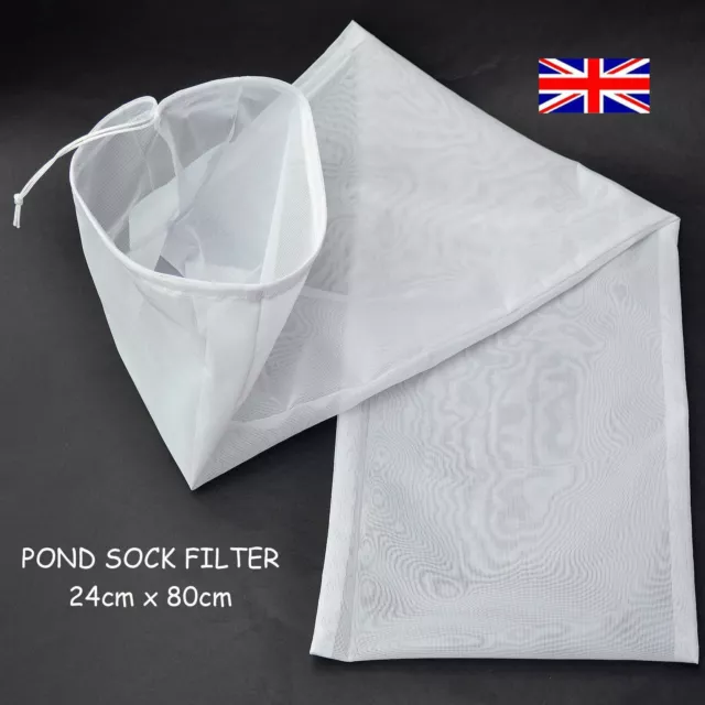 POND SOCK FILTER BAG =24cm X 80cm= WITH DRAW CORD FITS OUTLET PIPE  FREE POST !